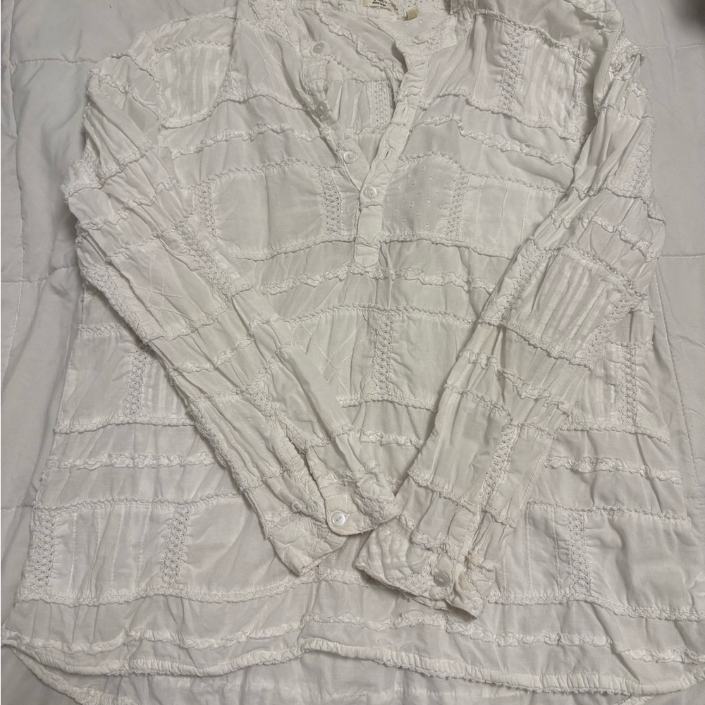 Dylan White Textured Women's Blouse